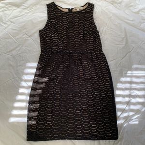 Sweet black cotton dress with cut out pattern